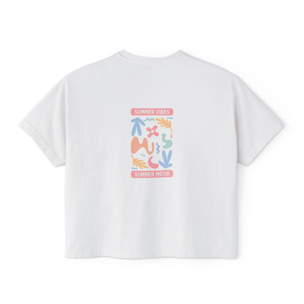 Summer Vibes Boxy Tee – Pastel Abstract Back Graphic
