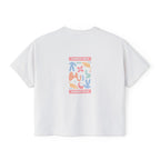 Summer Vibes Boxy Tee – Pastel Abstract Back Graphic