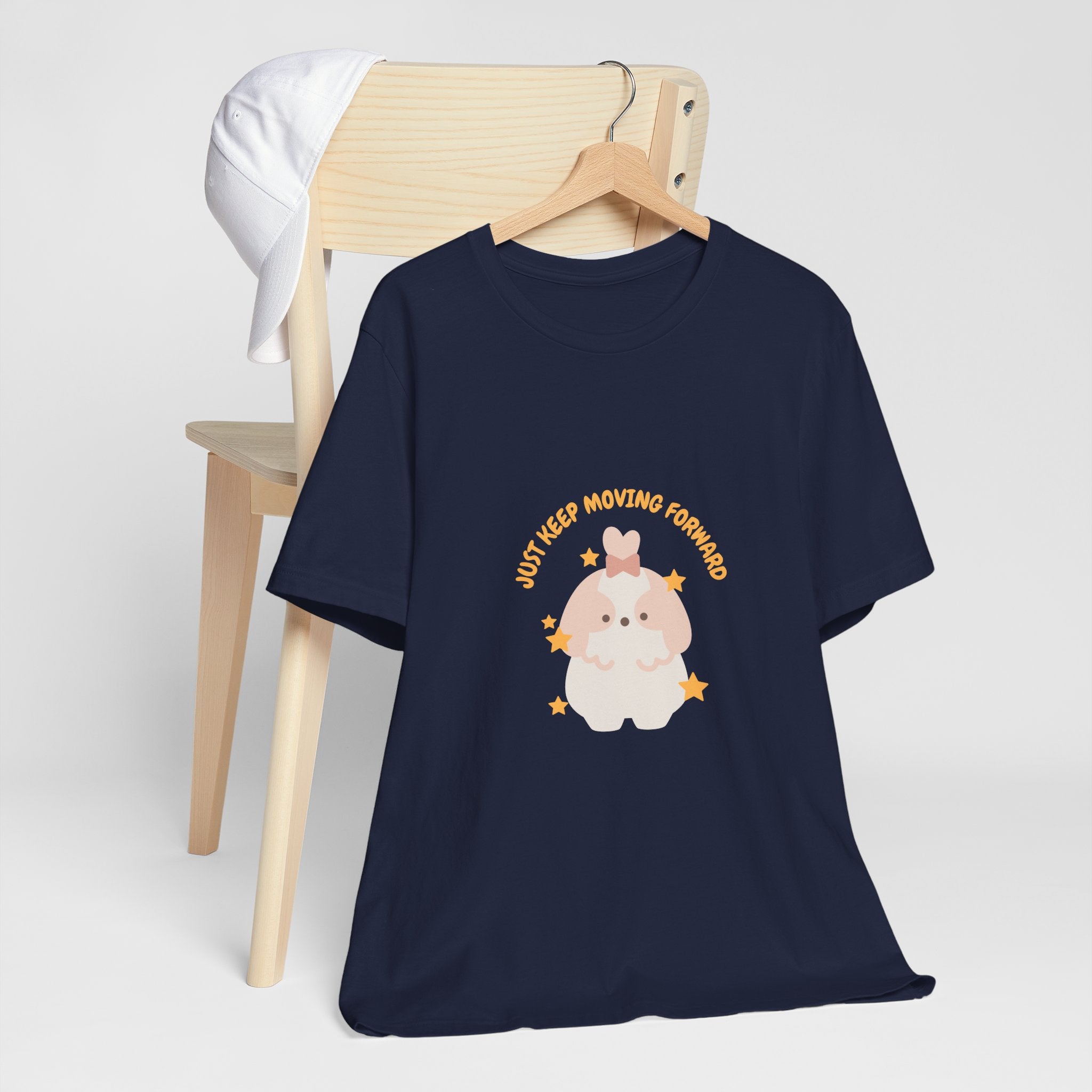 Cute Kawaii Bunny Tee — "Just Keep Moving Forward" Graphic T-Shirt