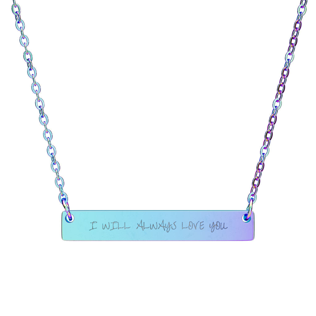 Engravable Horizontal Bar Necklace — Personalized Morse Code Pendant