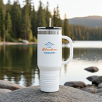 40oz Insulated Travel Mug — “The Adventure Begins” Mountain Stainless Tumbler