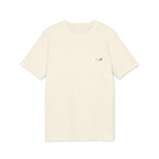 Natural Raw organic cotton semi-oversized T-shirt Stanley/Stella with embroidered mouth detail by Studio Elvae.