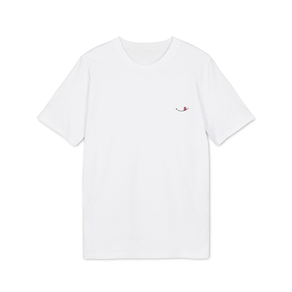 White organic cotton semi-oversized T-shirt Stanley/Stella with embroidered mouth detail by Studio Elvae.