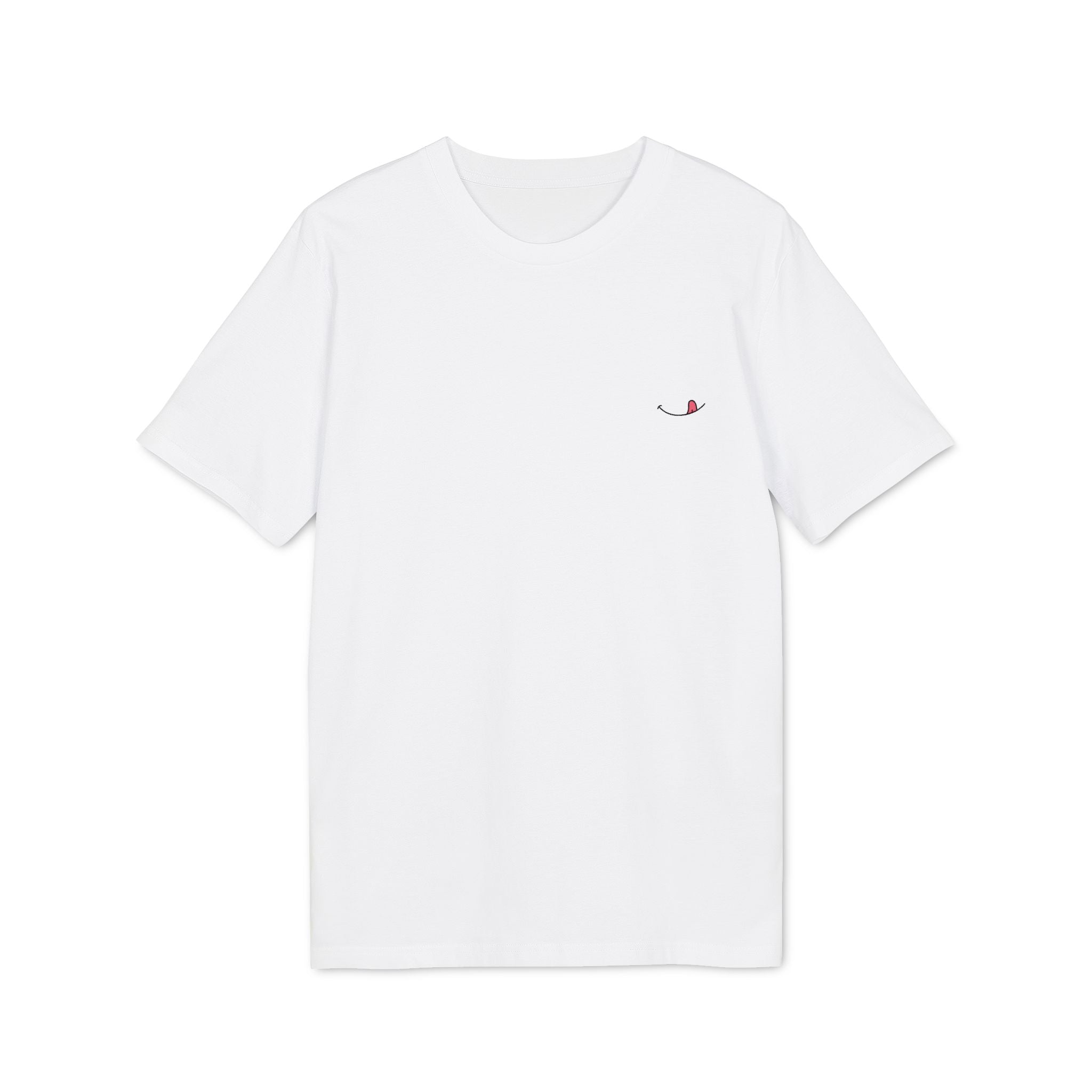 White organic cotton semi-oversized T-shirt Stanley/Stella with embroidered mouth detail by Studio Elvae.